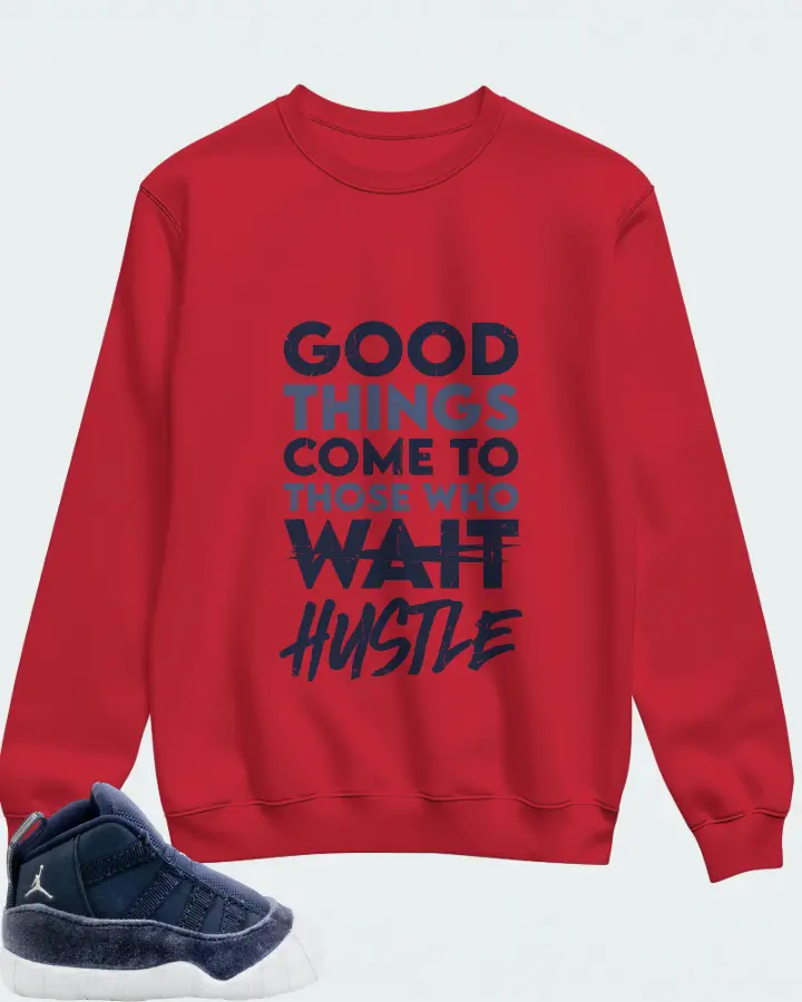 Jordan 11 Crib Bootie Sneaker Matching Red Sweatshirt - Good Things Come