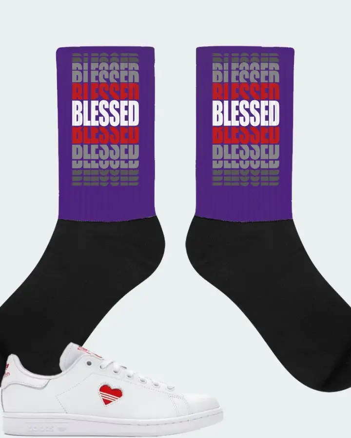 adidas Stan Smith  Sneaker Matching Purple Socks - BLESSED Many Times