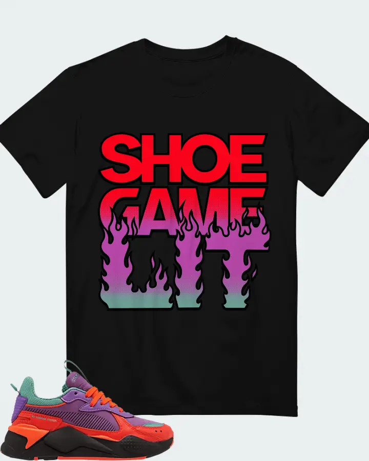 Puma RS-X Claw Jr. Purple Glimmer Energy Red Sneaker Matching Black T-Shirt - Shoe Game Lit Refreshed