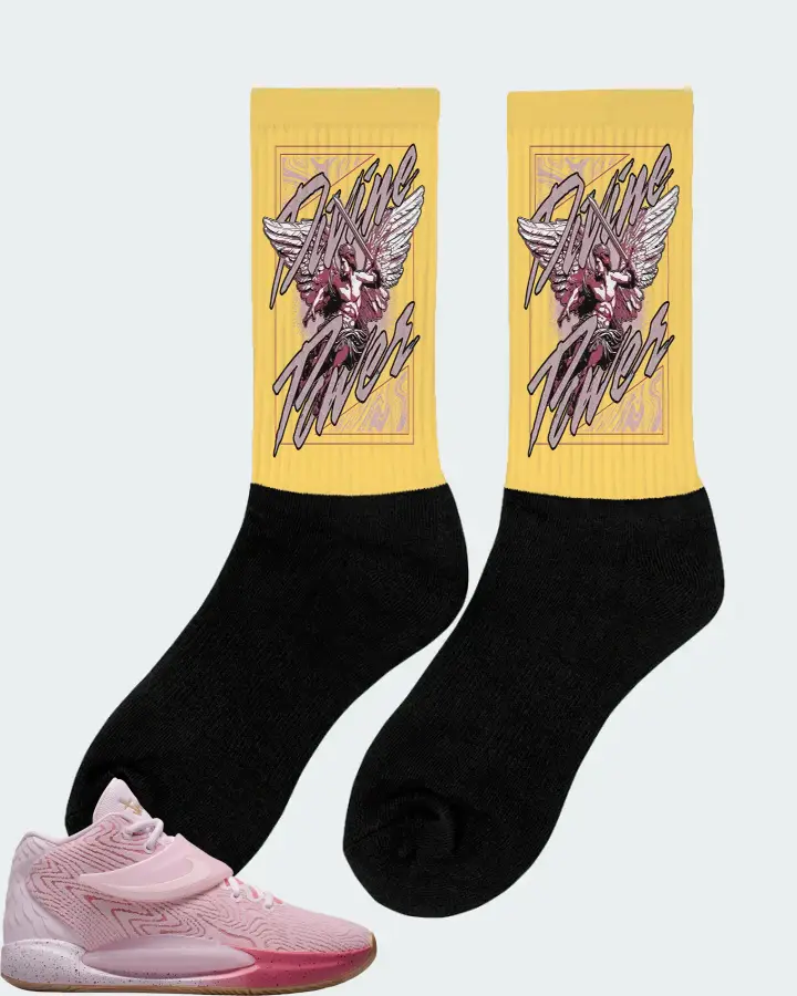 Nike KD 14 Sneaker Matching Yellow Socks (Divine Power) - View 3