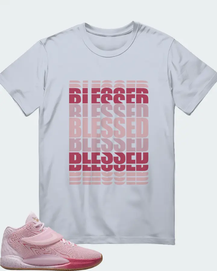 Nike KD 14 Sneaker Matching Light Blue T-Shirt - BLESSED Many Times