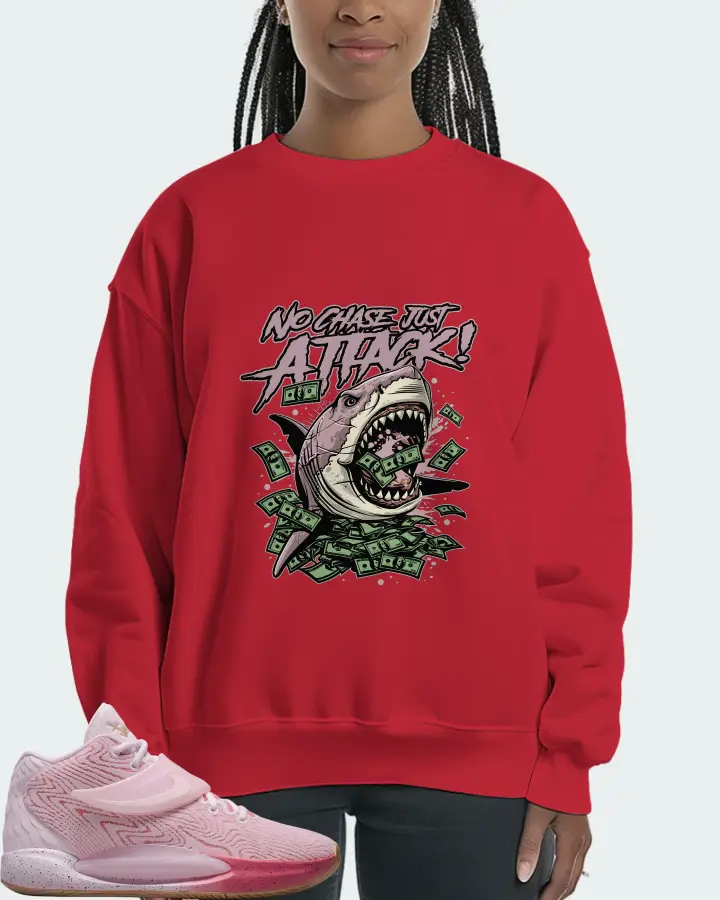 Nike KD 14 Sneaker Matching Red Sweatshirt (No Chase, Just Attack) - View 3