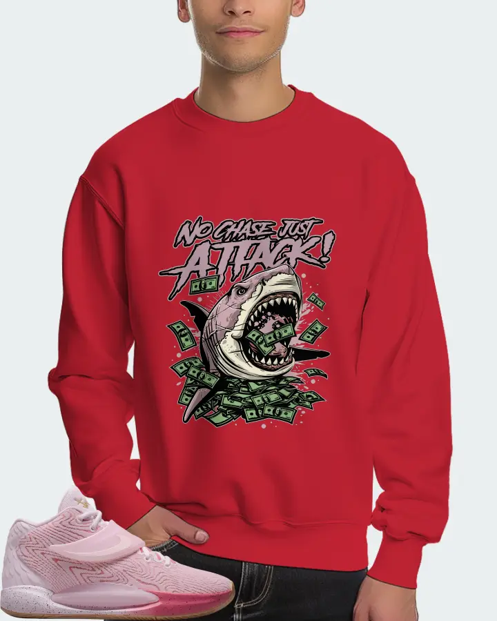 Nike KD 14 Sneaker Matching Red Sweatshirt (No Chase, Just Attack) - View 4