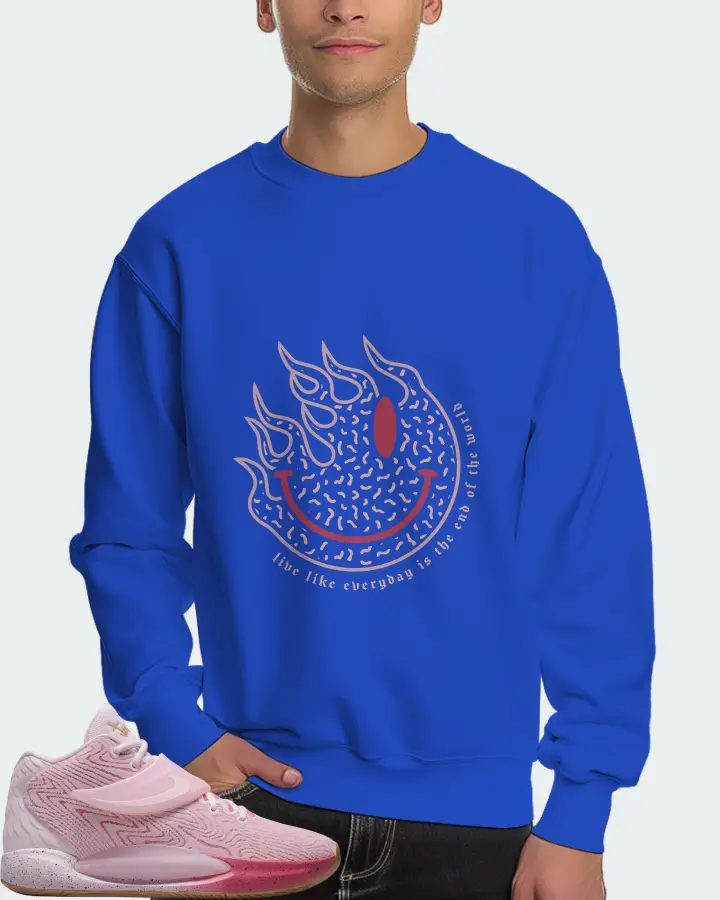 Nike KD 14 Sneaker Matching Royal Blue Sweatshirt (Keep Smiling) - View 4