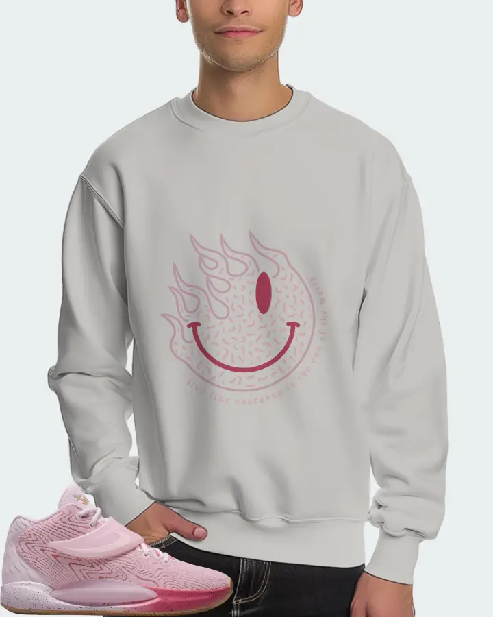 Nike KD 14 Sneaker Matching Grey Sweatshirt (Keep Smiling) - View 4