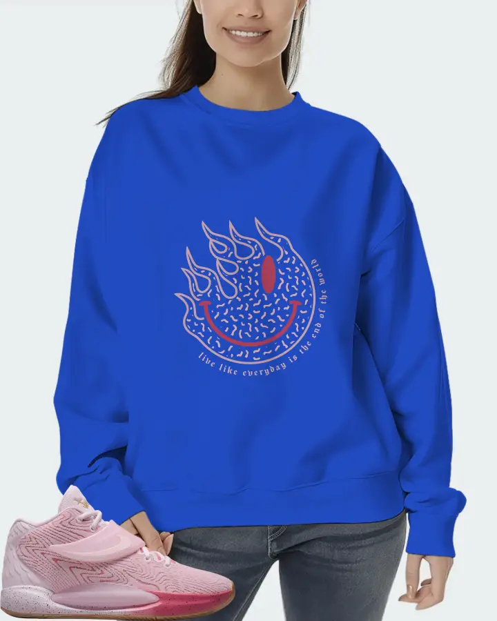 Nike KD 14 Sneaker Matching Royal Blue Sweatshirt (Keep Smiling) - View 5