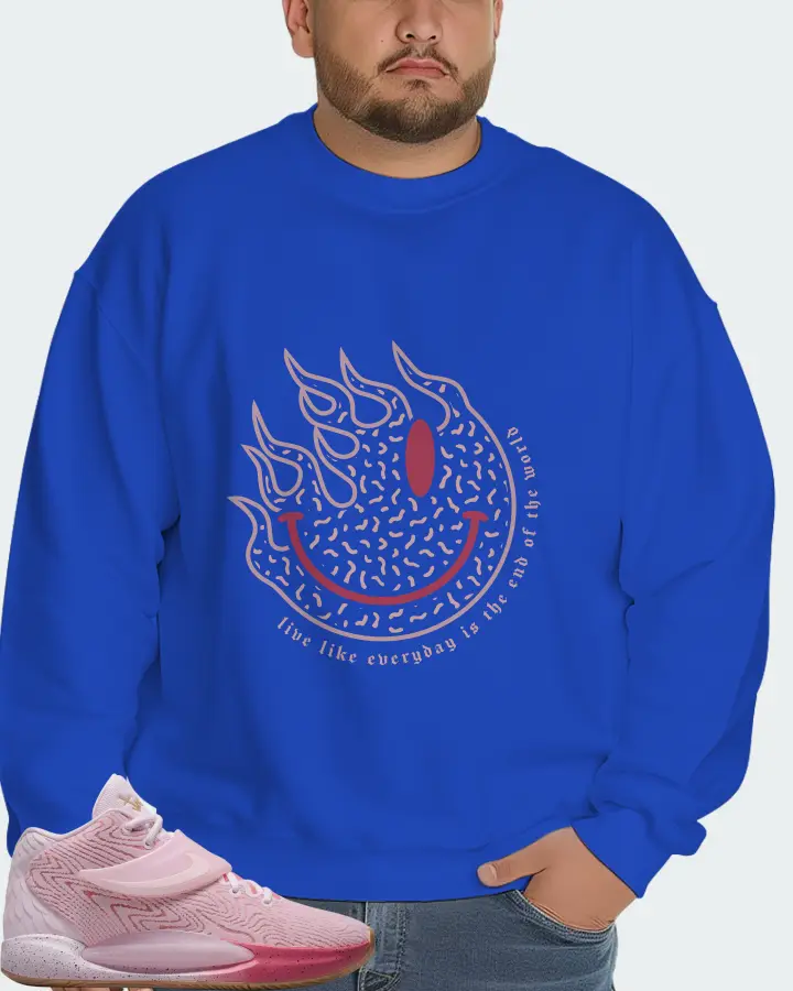Nike KD 14 Sneaker Matching Royal Blue Sweatshirt (Keep Smiling) - View 6