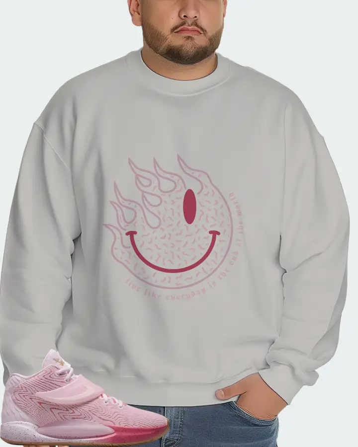 Nike KD 14 Sneaker Matching Grey Sweatshirt (Keep Smiling) - View 6