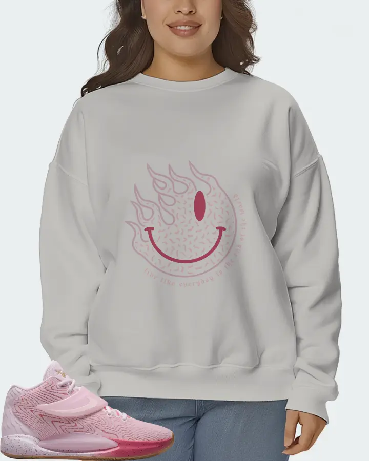 Nike KD 14 Sneaker Matching Grey Sweatshirt (Keep Smiling) - View 7