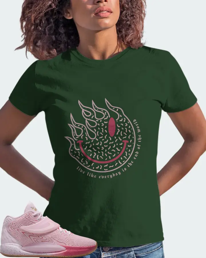 Nike KD 14 Sneaker Matching Forest T-Shirt (Keep Smiling) - View 3