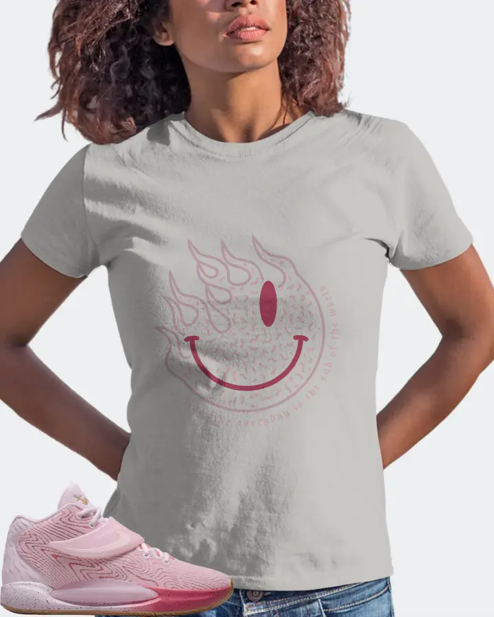 Nike KD 14 Sneaker Matching Grey T-Shirt (Keep Smiling) - View 3
