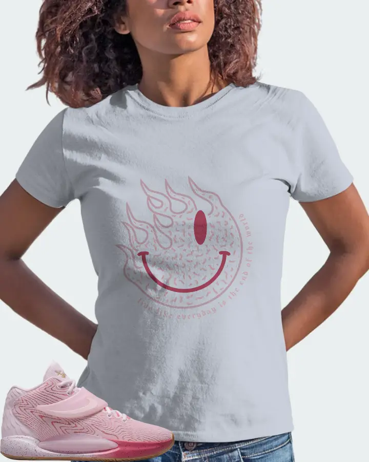 Nike KD 14 Sneaker Matching Light Blue T-Shirt (Keep Smiling) - View 3