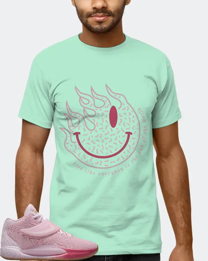 Nike KD 14 Sneaker Matching Mint T-Shirt (Keep Smiling) - View 6
