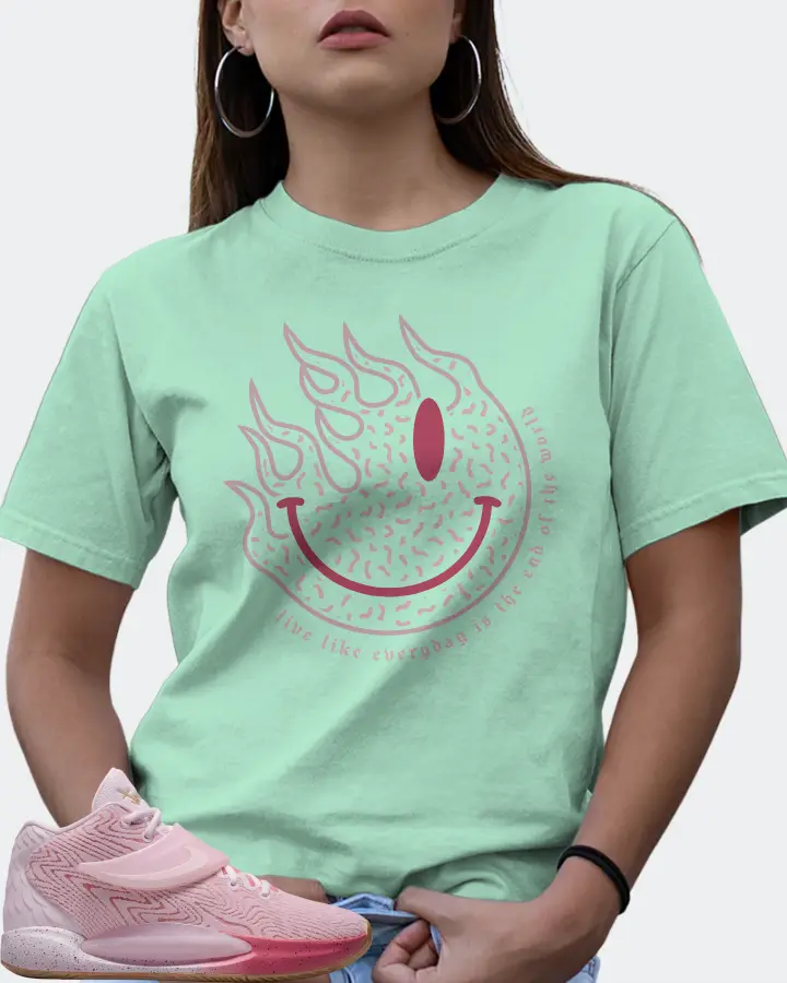 Nike KD 14 Sneaker Matching Mint T-Shirt (Keep Smiling) - View 7