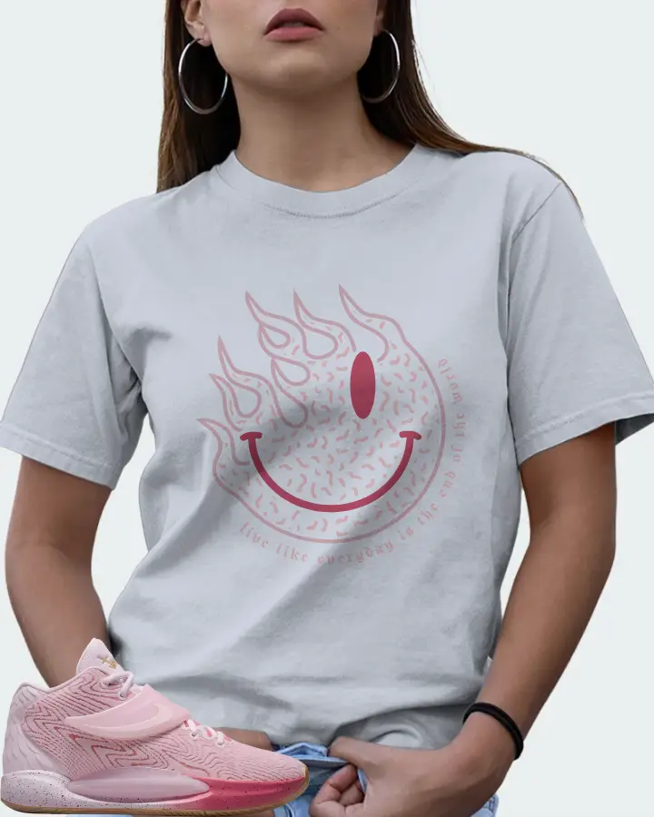 Nike KD 14 Sneaker Matching Light Blue T-Shirt (Keep Smiling) - View 7