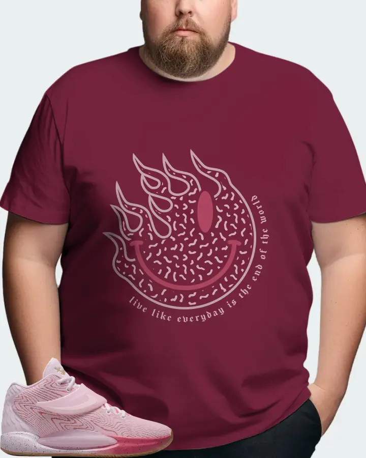 Nike KD 14 Sneaker Matching Maroon T-Shirt (Keep Smiling) - View 8