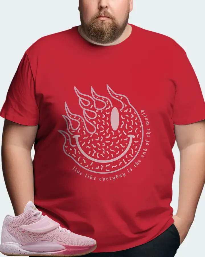 Nike KD 14 Sneaker Matching Red T-Shirt (Keep Smiling) - View 8
