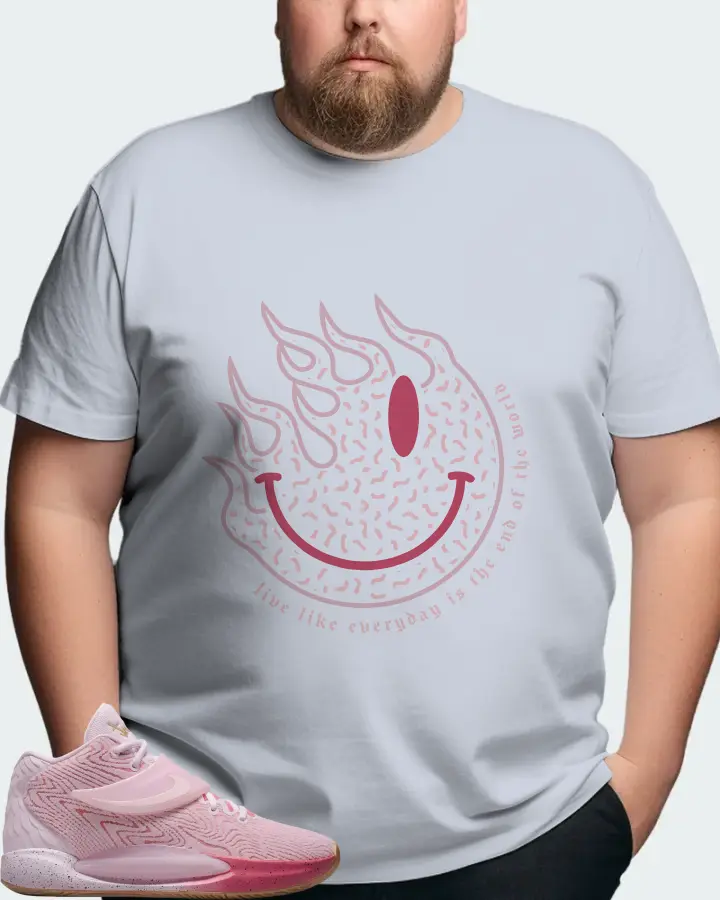 Nike KD 14 Sneaker Matching Light Blue T-Shirt (Keep Smiling) - View 8