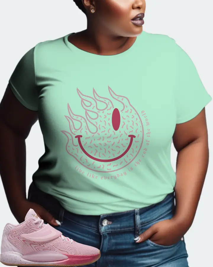 Nike KD 14 Sneaker Matching Mint T-Shirt (Keep Smiling) - View 9