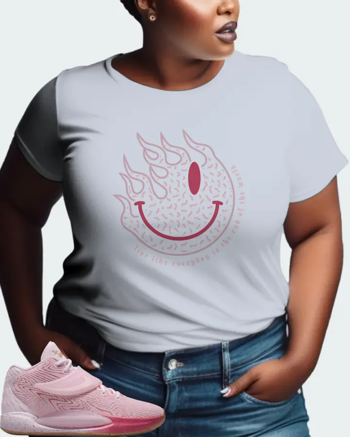 Nike KD 14 Sneaker Matching Light Blue T-Shirt (Keep Smiling) - View 9