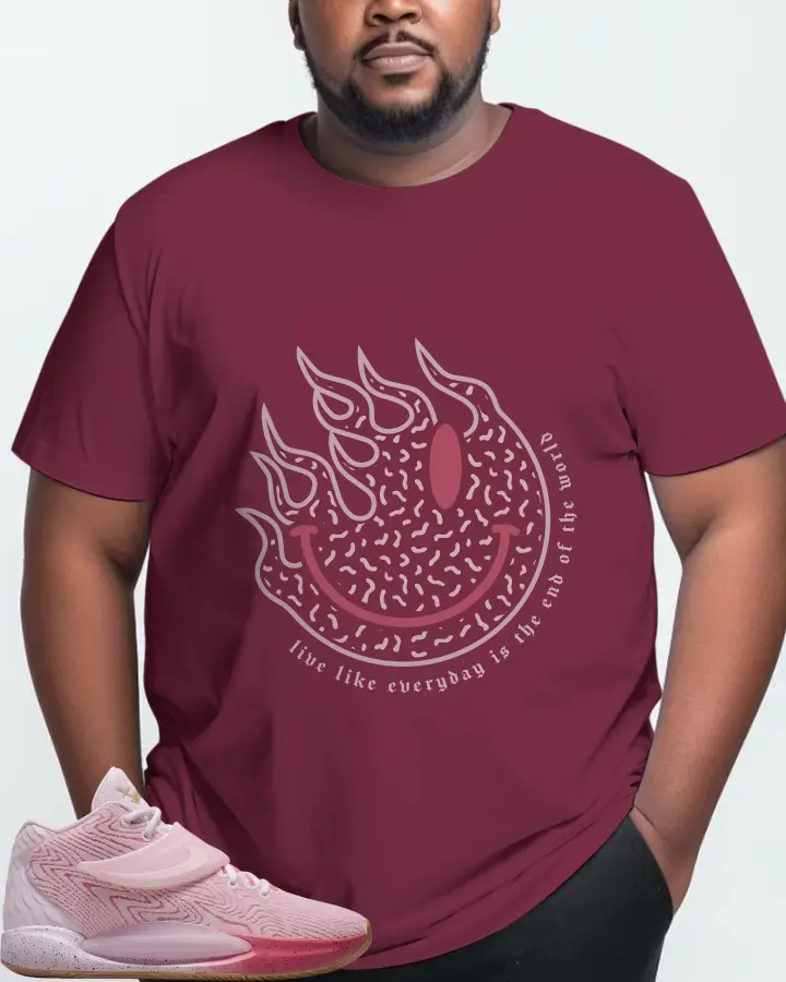 Nike KD 14 Sneaker Matching Maroon T-Shirt (Keep Smiling) - View 10
