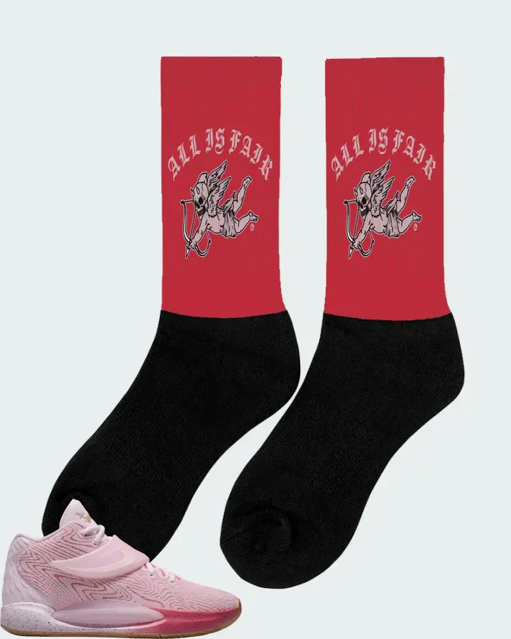 Nike KD 14 Sneaker Matching Red Socks (All Is Fair) - View 3