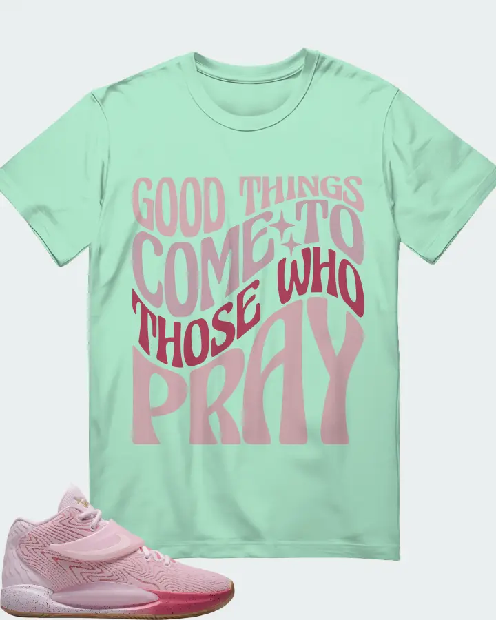 Nike KD 14 Sneaker Matching Mint T-Shirt - Good Things Come To Those Who Pray