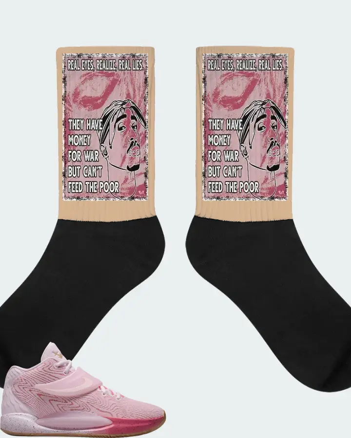 Nike KD 14 Sneaker Matching Cream Socks - TUPAC Real Eyes Realize Real Lies