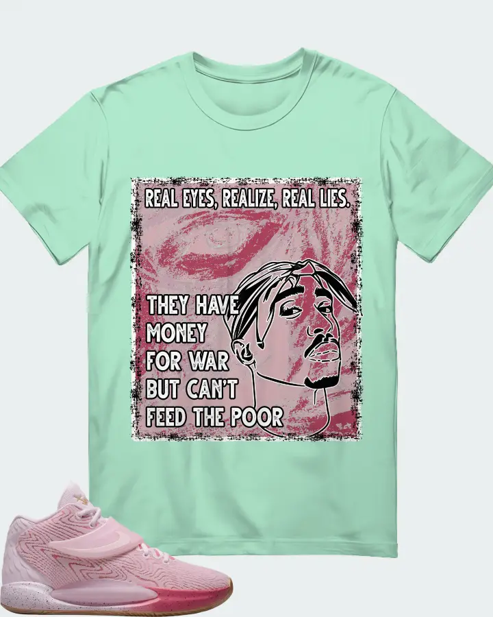 Nike KD 14 Sneaker Matching Mint T-Shirt - TUPAC Real Eyes Realize Real Lies
