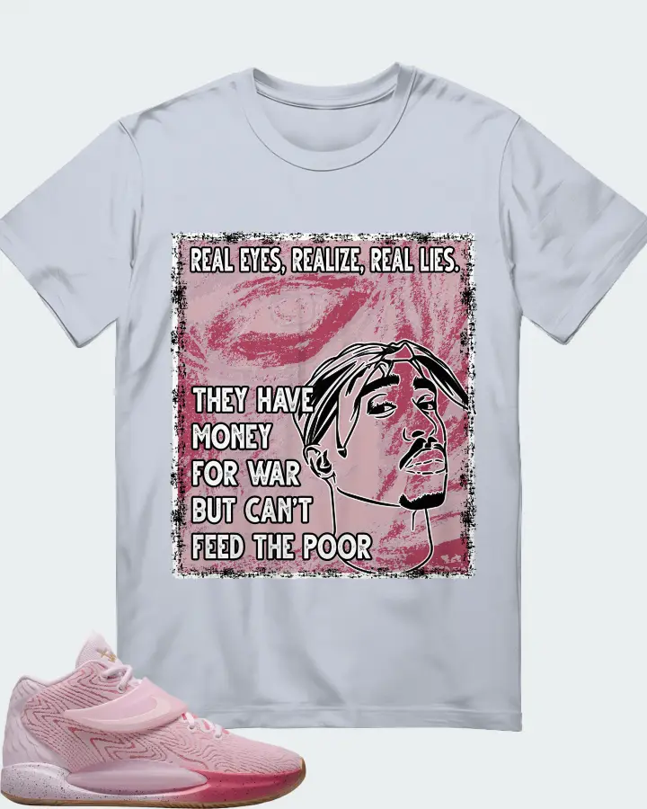 Nike KD 14 Sneaker Matching Light Blue T-Shirt - TUPAC Real Eyes Realize Real Lies