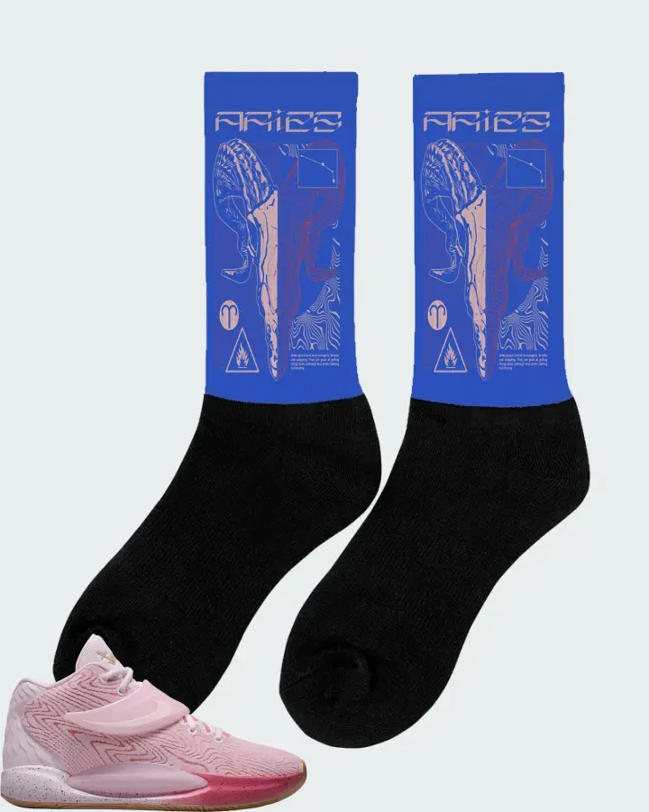 Nike KD 14 Sneaker Matching Royal Blue Socks (ARIES) - View 3