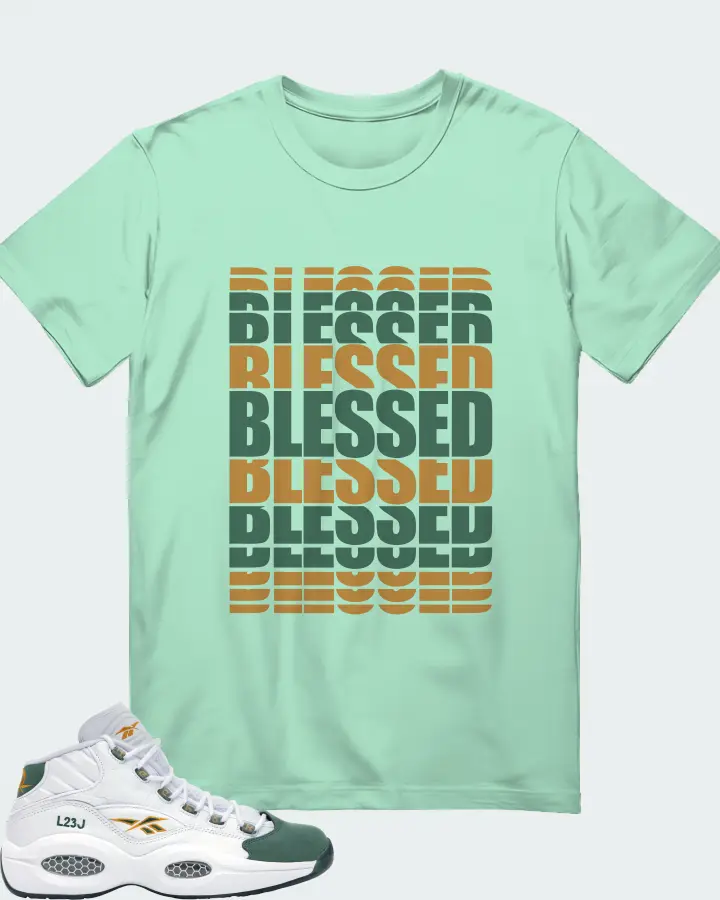 Reebok Question Mid Sneaker Matching Mint T-Shirt - BLESSED Many Times