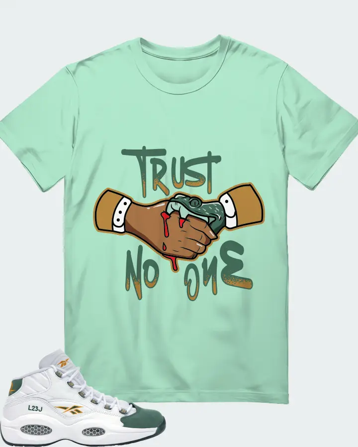 Reebok Question Mid Sneaker Matching Mint T-Shirt - Trust No One