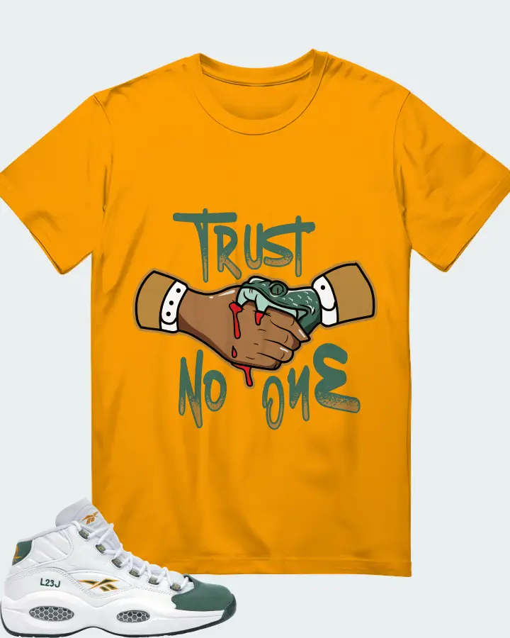 Reebok Question Mid Sneaker Matching Gold T-Shirt - Trust No One