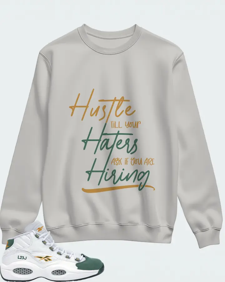 Reebok Question Mid Sneaker Matching Grey Sweatshirt - HUSTLE TILL YOUR HATERS ASK