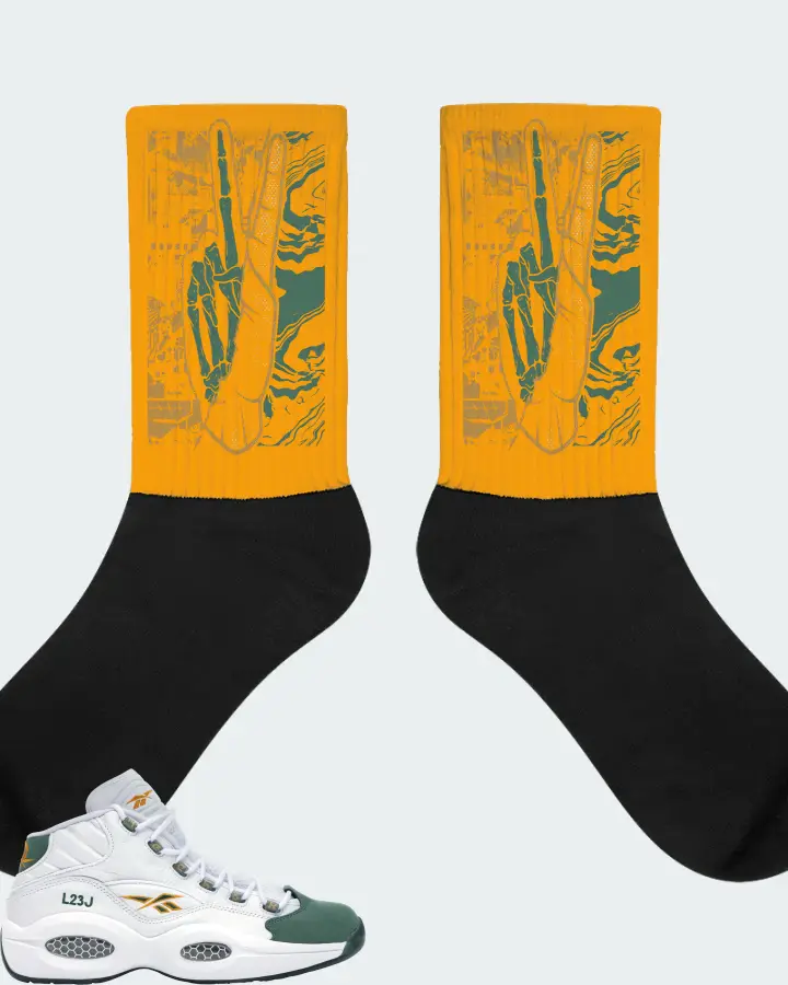 Reebok Question Mid Sneaker Matching Gold Socks - Peace of mind