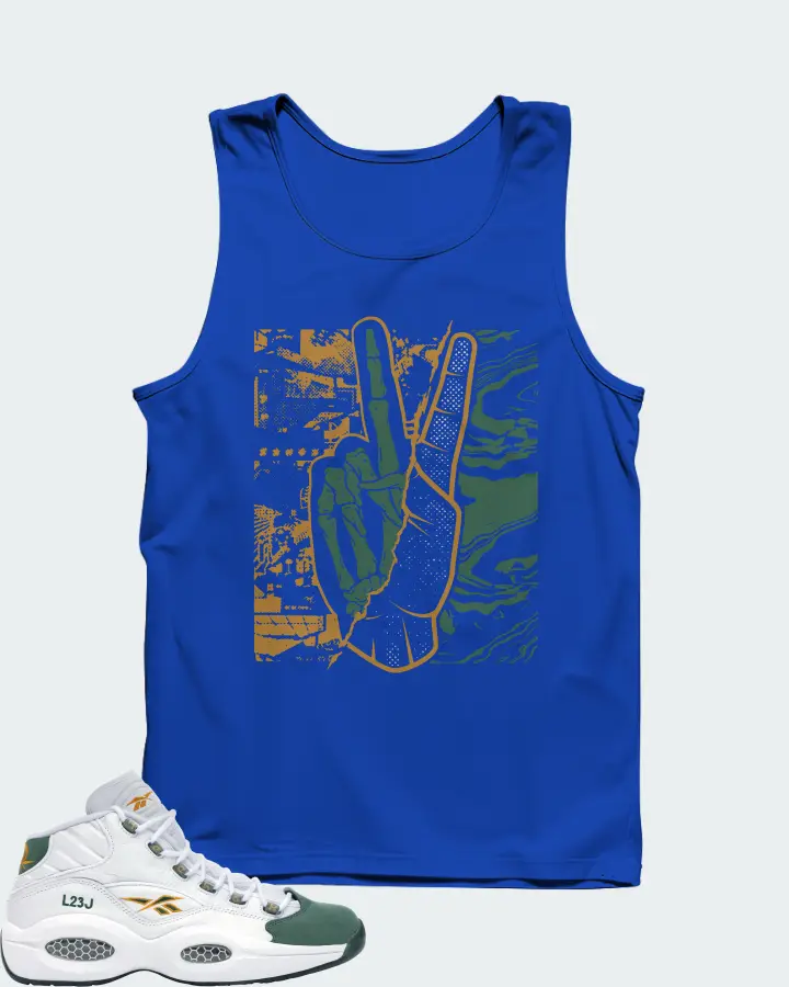 Reebok Question Mid Sneaker Matching Royal Blue Tank Top - Peace of mind