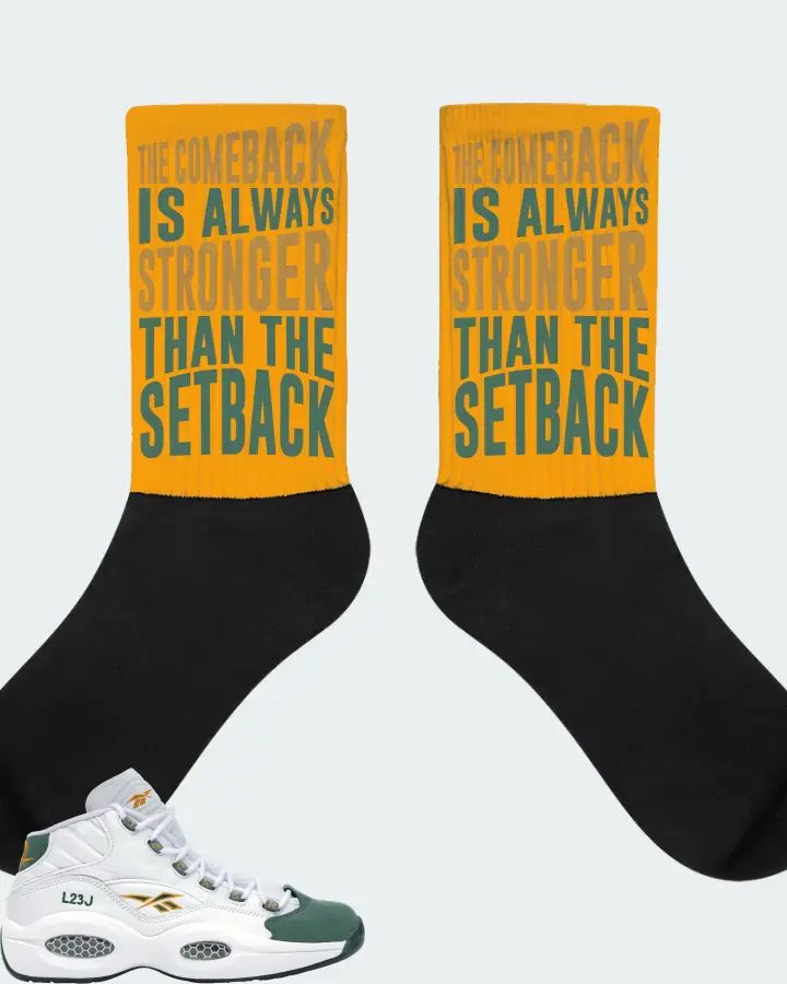 Reebok Question Mid Sneaker Matching Gold Socks - The Comeback