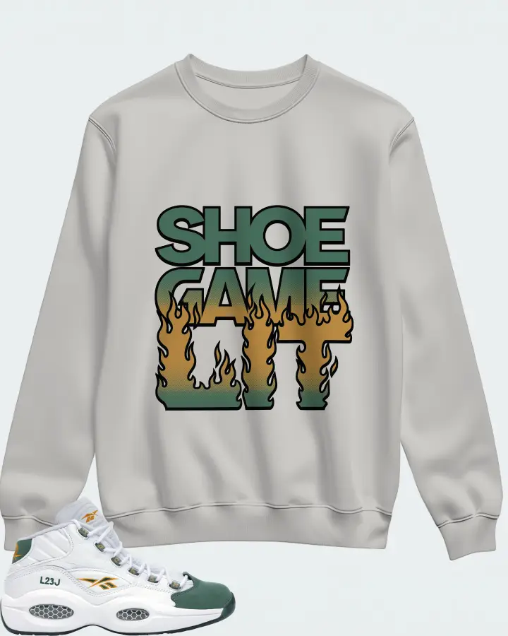 Reebok Question Mid Sneaker Matching Grey Sweatshirt - Shoe Game Lit Refreshed