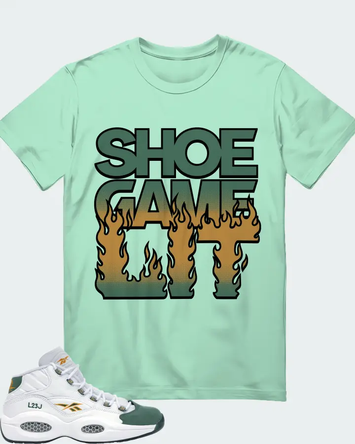 Reebok Question Mid Sneaker Matching Mint T-Shirt - Shoe Game Lit Refreshed