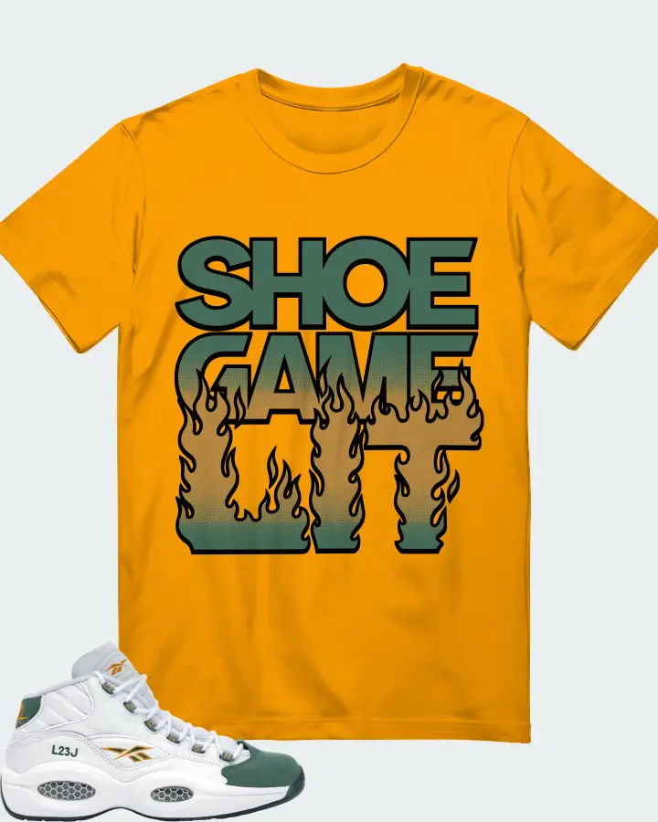 Reebok Question Mid Sneaker Matching Gold T-Shirt - Shoe Game Lit Refreshed