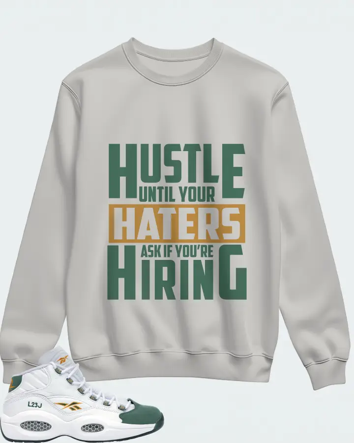Reebok Question Mid Sneaker Matching Grey Sweatshirt - HUSTLE UNTIL YOUR HATERS