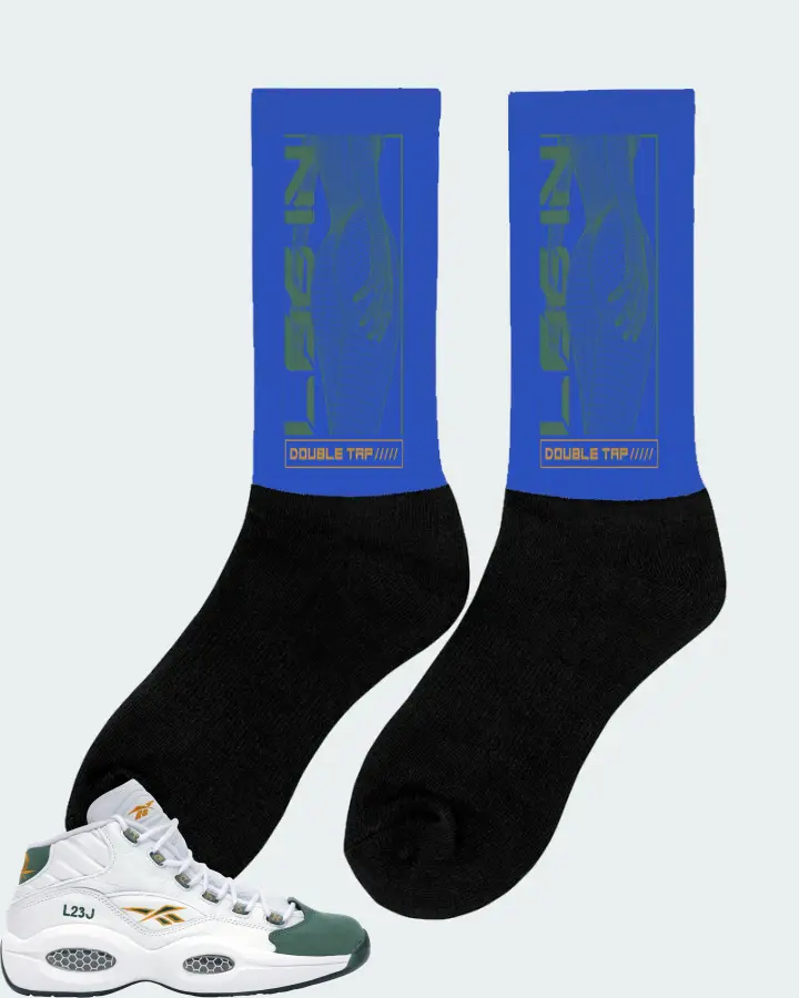 Reebok Question Mid Sneaker Matching Royal Blue Socks (LOGIN) - View 3