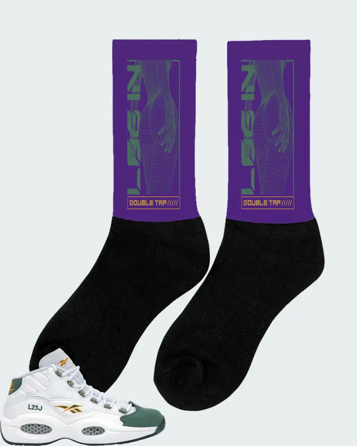 Reebok Question Mid Sneaker Matching Purple Socks (LOGIN) - View 3