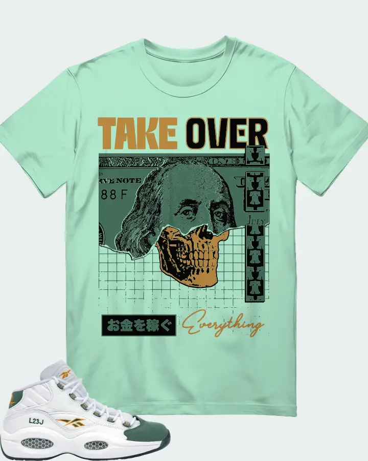 Reebok Question Mid Sneaker Matching Mint T-Shirt - Take Over