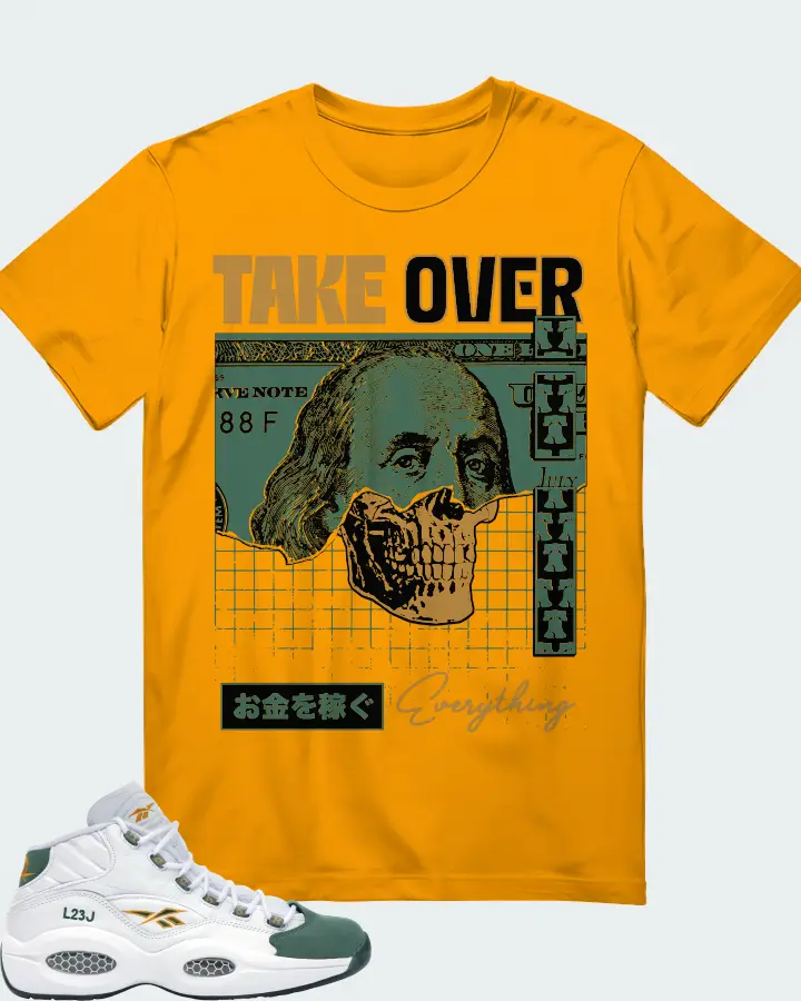 Reebok Question Mid Sneaker Matching Gold T-Shirt - Take Over