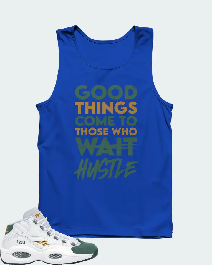 Reebok Question Mid Sneaker Matching Royal Blue Tank Top - Good Things Come