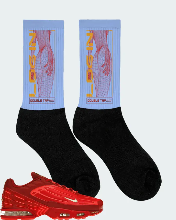 Nike Air Max Plus 3 Sneaker Matching Carolina Blue Socks (LOGIN) - View 2
