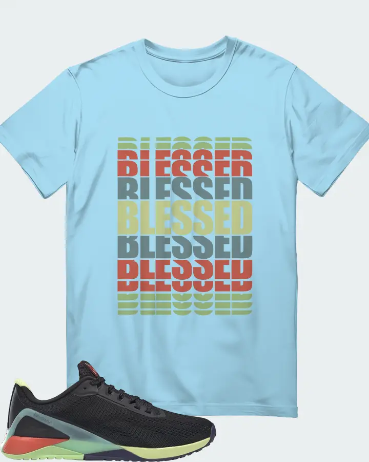 Reebok Nano X1 Sneaker Matching Ocean Blue T-Shirt - BLESSED Many Times