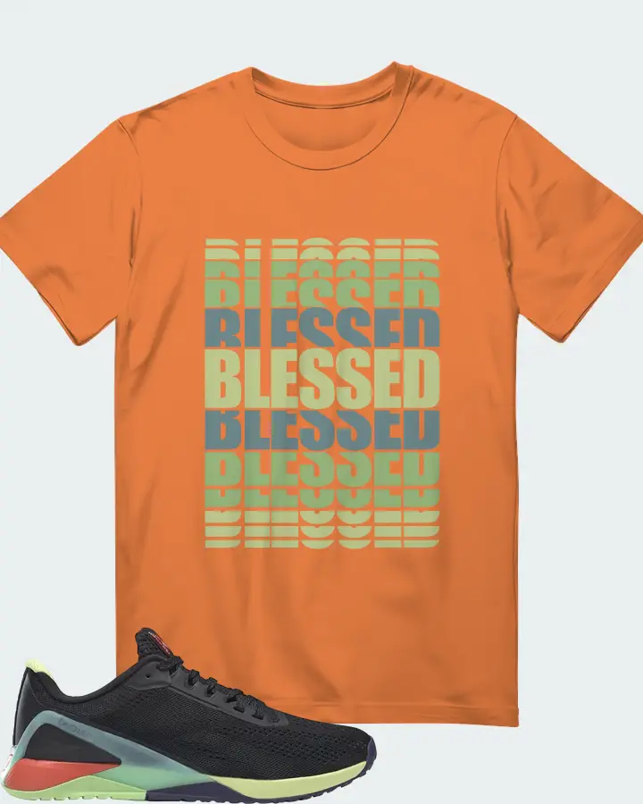 Reebok Nano X1 Sneaker Matching Burnt Orange T-Shirt - BLESSED Many Times